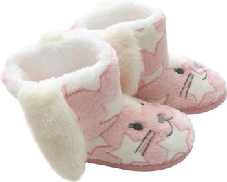 Yarnow Warm and Snow Boots Slipping Shoes for Winter Home Use Thick Sole Footwear for Household Boots and Snowy Days Pink