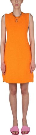 Jacquemus Orange Textured Crew Neck Mini Dress