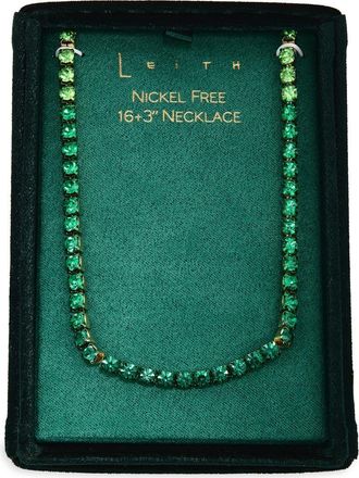 Leith Crystal Tennis Necklace in Green Multi- Gold at Nordstrom Rack