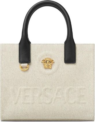 Versace La Medusa Mini Canvas Tote - Dames - Shoppers - Beige - ONE Size - Katoen - Tassen