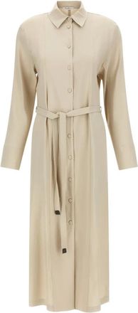 Max Mara Long Mxp Nordica Jurk - Dames - Shirt Kleedjes - Beige - 2XS - Linnen - Kleedjes