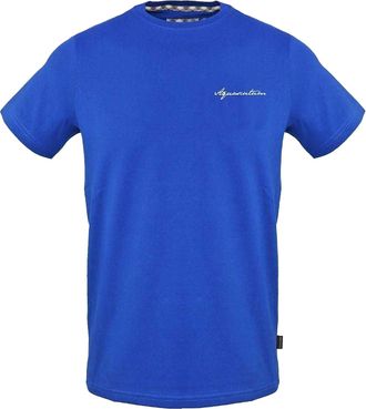 Aquascutum Heren Handtekening Geborduurd T-Shirt (Sky)