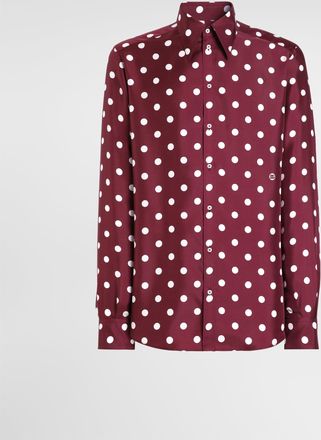 Dolce & Gabbana Polka Dot-print Silk Twill Gold Shirt - Man Shirts Multicolor 43