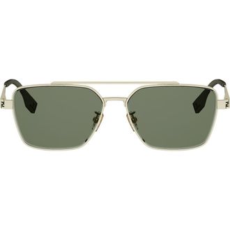 Fendi Sky 57mm Rectangular Sunglasses in Gold /Green at Nordstrom