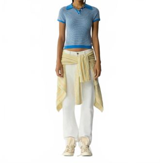 Guest In Residence Pique Shrunken Polo In Sail Combo