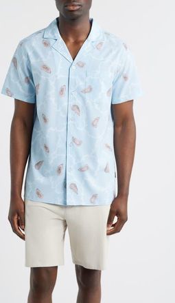 MAVRANS Ostra Weekend Short Sleeve Performance Button-Up Shirt in Blue at Nordstrom, Size Xx-Large