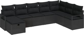 vidaXL Conjunto De Sof&aacute; De Jard&iacute;n 8 Pcs Negro Polirat&aacute;n Vidaxl