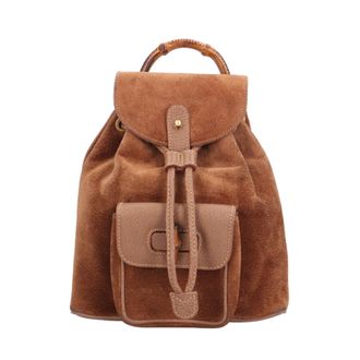 Gucci Brown Suede Leather Backpack (Pre-Owned)