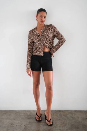 LnA Mira Ribbed Cardigan In Leopard