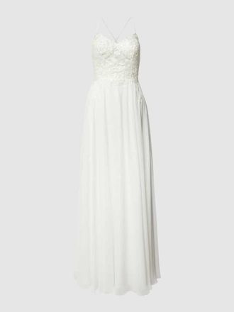 Luxuar Luxuar Brautkleid mit floralem Spitzenbesatz in Offwhite, Größe 42