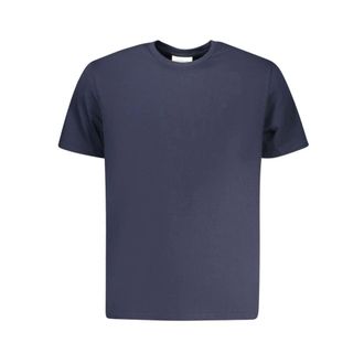 Calvin Klein T-Shirts, male, Blue, Size: XL Embroidered Cotton T-Shirt