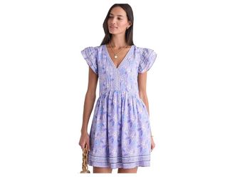 Vineyard Vines Flutter Sleeve Pintuck Dress Womens Dress Print Lilac Breeze : SM, Cotton/Modal