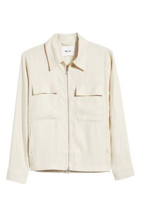 Nn.07 Alban 1808 Canvas Zip-Up Shirt Jacket in Ivory at Nordstrom, Size Xx-Large