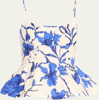 Cara Cara Alba Printed Fit-&-Flare Linen Top