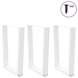 Berkfield Home Modern Dining Table Legs V-Shape 3 pcs White 70x(72-73.3) cm Steel