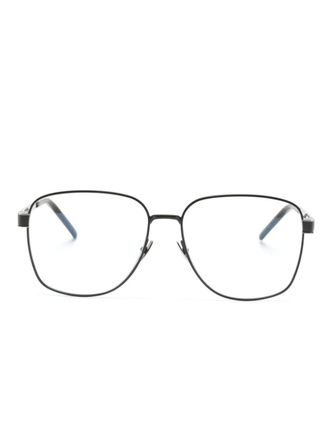 Saint Laurent Eyewear Cassandre-plaque square-frame glasses - Black