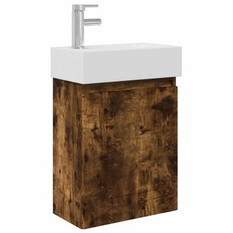 vidaXL M&oacute;dulo De Ba&ntilde;o Con Grifer&iacute;a Roble Ahumado 45,5 X 22,5 X 84 Cm Vidaxl