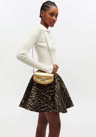 Ganni Gold Lulu Wallet On Chain in Metallic