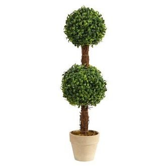 Nearly Natural 28-in Boxwood Double Ball Topiary Artificial Tree in Green at Nordstrom