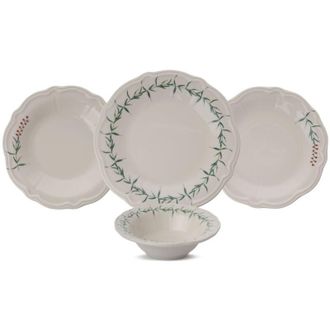 Hermia Set di stoviglie Set 100% Porcellana Verde Dark Rosa Bianco