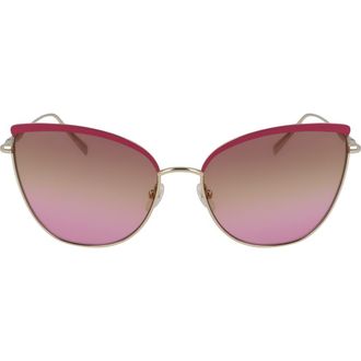 Longchamp Roseau 60mm Gradient Butterfly Sunglasses in Gold/Rose at Nordstrom Rack
