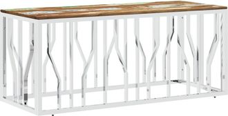 vidaXL Mesa De Centro Acero Inoxidable Y Madera Reciclada Plateada Vidaxl