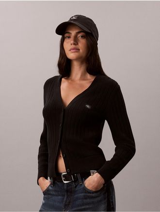 Calvin Klein Jeans Calvin Klein Womens Woven Monologo Cardigan - Black - XL