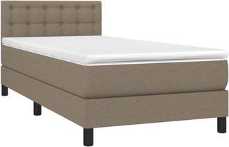 vidaXL Vidaxl - Cama Box Spring Con Colch&oacute;n Tela Gris Taupe 100x200 Cm