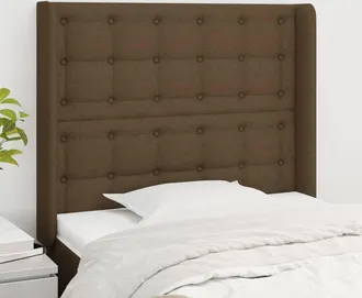 vidaXL Cabecero Con Orejas De Tela Marr&oacute;n Oscuro 103x16x118/128 Cm Vidaxl
