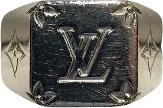 Louis Vuitton Silver Gold Plating Band Ring (Pre-Owned)