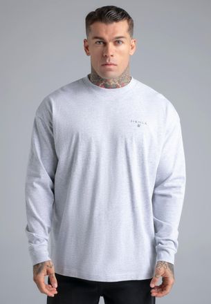 Siksilk Mens Grey Marl Long Sleeve T-Shirt XXL