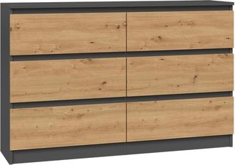 OEM C&oacute;moda Moderna De Antracita/roble Artesanal - 6 Cajones, Dise&ntilde;o Minimalista, Alta Calidad, Fabricante Polaco
