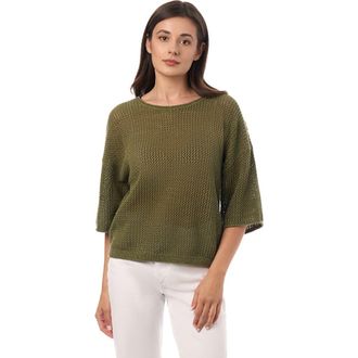 Equipment Mesh Elbow Sleeve Sweater in Summer Olive at Nordstrom, Size Medium