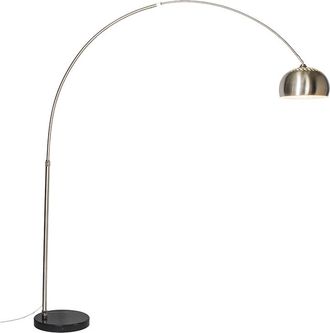 QAZQA Moderno L&aacute;mpara De Arco De Acero Con Pantalla Met&aacute;lica 33 Cm Regulable - Xxl Acero Alargada Adecuado Para Led Max. 1 X 60 Watt - Qazqa