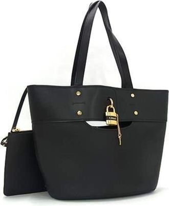 Chlo&eacute; Black Leather Handbag Shoulder Bag Tote Bag (Pre-Owned)