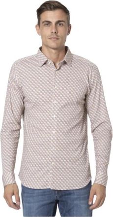 DeSoto Witte Blouse met Bladerenpatroon - Heren - Casual Overhemden - Wit - 2XL - Katoen - Overhemden