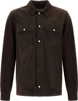 Herno Jassen, Heren, Bruin, XL, Katoen, Gebreide Katoen Kasjmier Shacket met Zakken