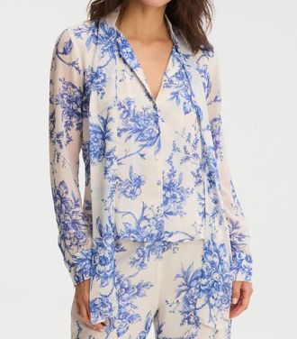Allison Maribeth Long Sleeve Blouse In Blue Floral