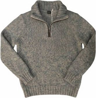 Fedeli Mens Eco Alpaca Zip Up Sweater In Grey