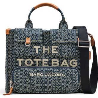 Marc Jacobs The Cargo Monogram Denim Medium Tote Bag in Sun Faded Denim at Nordstrom