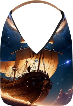 Generic Ancient Space Ship Reusable Lightweight Grocery Bags - Foldable Into Compact Pouch, Washable & Sturdy, Multipurpose for Shopping and Travel