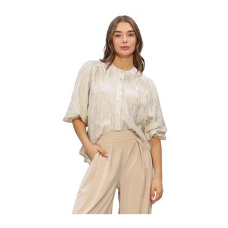Nukus Nukus, Dames, Blouses & Shirts, Beige, Maat: M