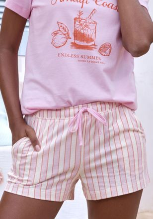 Vivance Pyjamashorts VIVANCE DREAMS, Damen, Gr. 32/34, N-Gr, bunt (rosa, wei&szlig;, gestreift), Single Jersey, Obermaterial: 100% Baumwolle, gestreift, Basic kurz,