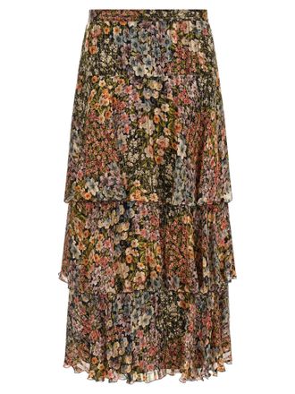 Valentino Garavani Multicolor Silk Midi Womens Skirt
