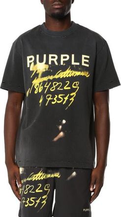 Purple Distressed Heavyweight Cotton Jersey Graphic T-Shirt in Black at Nordstrom, Size Xx-Large