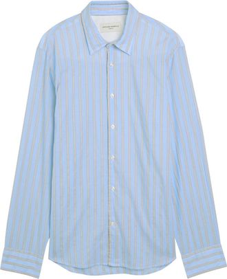 Officine G&eacute;n&eacute;rale Giacamo Striped Cotton Shirt - Blue - XL