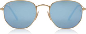 Ray-Ban RB3548N Hexagonal Metal Flat Lenses 001/9O Mens Sunglasses Gold Size 51
