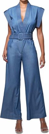 Adelyn Rae Talia Wide Leg Jumpsuit In Blue