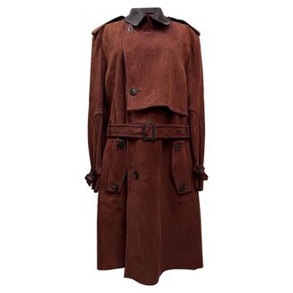 Etro Etro trenchcoat met riem in bruin su&egrave;de
