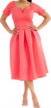 Karen Kane Pleated Midi Dress In Coral